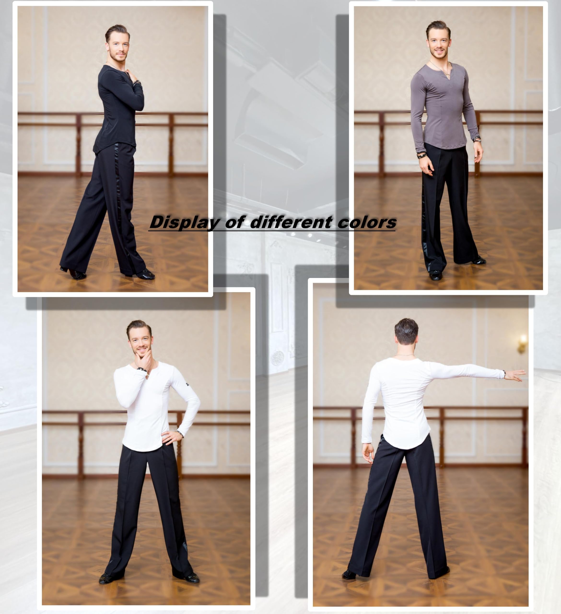 Superstar Series:G5008 Latin Modern Ballroom Dance Professional Elastic Crystal Cotton Tops Shirt for Men
