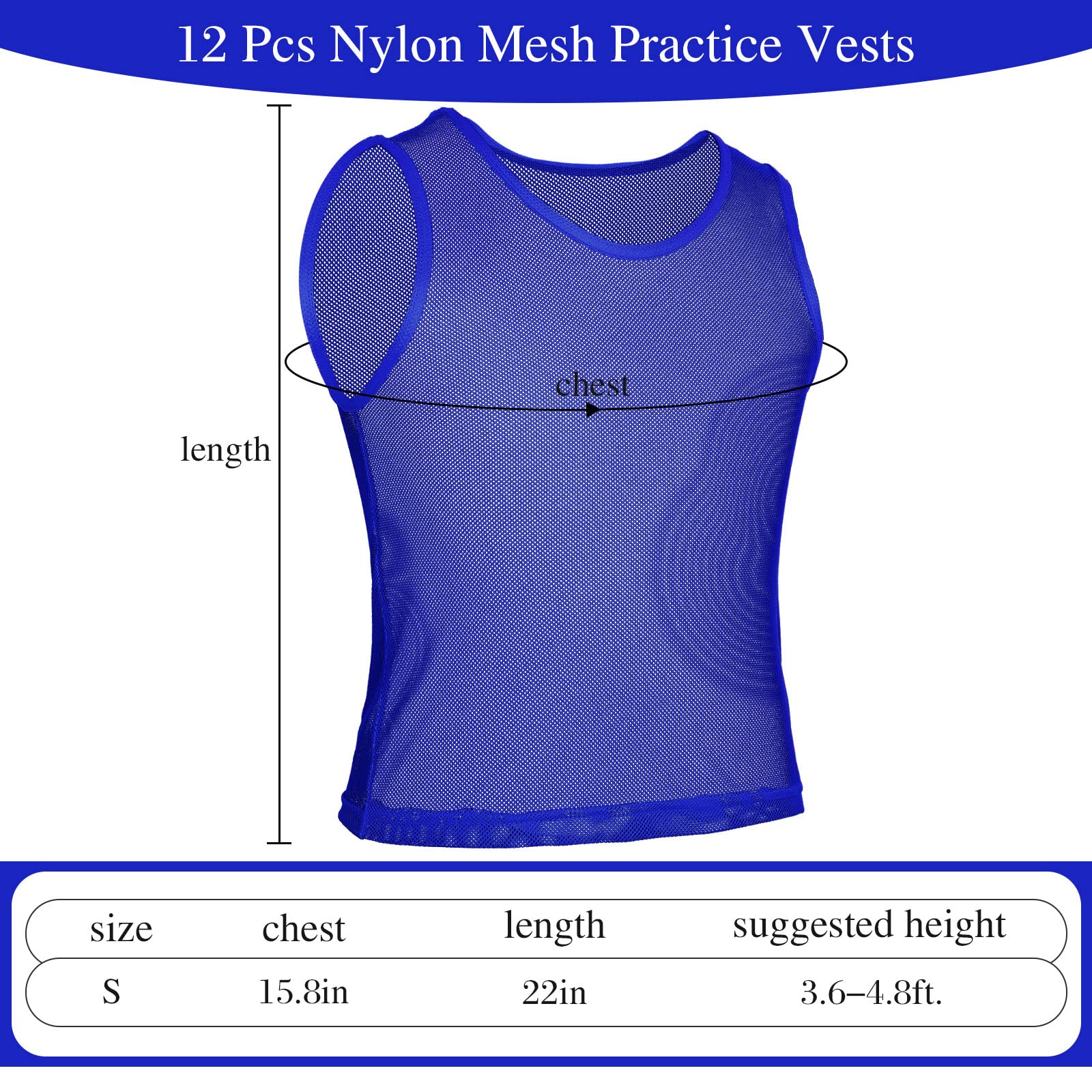 Sintege 12 Pcs Gilets d'Entraînement d'Équipe de Mêlée de Basketball Gilets de Sport en Maille de Nylon Maillots de Dossards pour Enfants