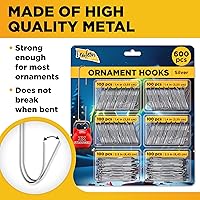 Vista 4 de Leafeon Paquete de 600 ganchos para adornos de Navidad - Ganchos plateados para adornos de Navidad - Adecuados como decoración para árbol de Navidad