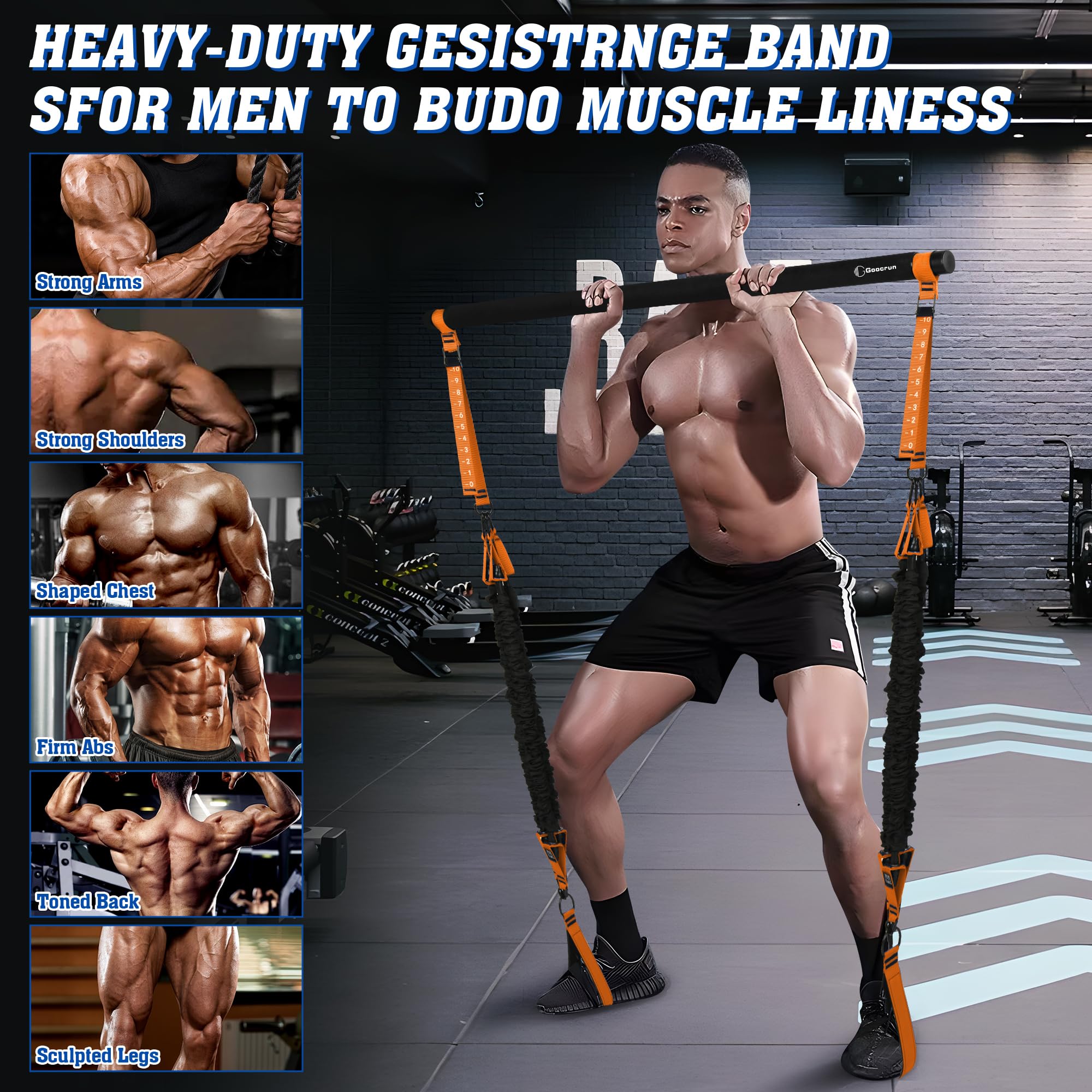 Przenośny drążek do pilatesu i pasek oporowy z uchwytami, zawiera kotwice do drzwi, pasek na kostkę i paski przedłużające - z plakatami fitness i filmami