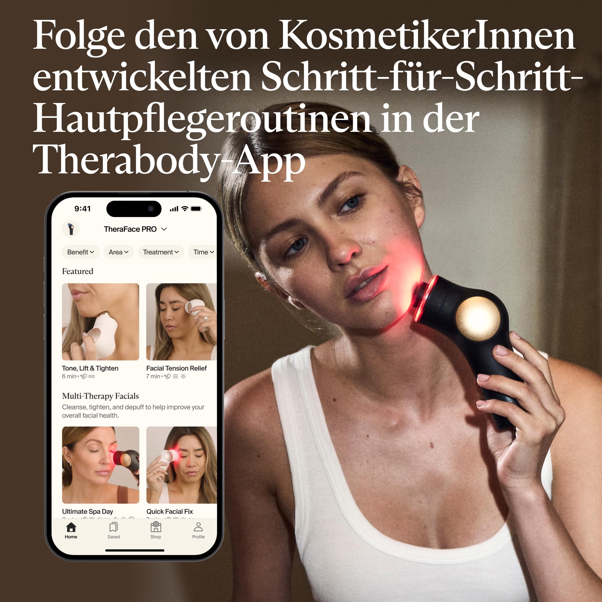 TheraFace PRO – Handgerät zur Gesichtsmassage – Kompaktes elektrisches Gerät zur Gesichts- und Hautpflege – 8-in-1-Behandlung mit Mikrostrom- und LED-Ringen – 4. Generation – Schwarz