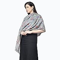 Vista 8 de PASHWRAP Kalamkari Wrap pintado a mano en Cachemira, chal grande de lujo para mujer