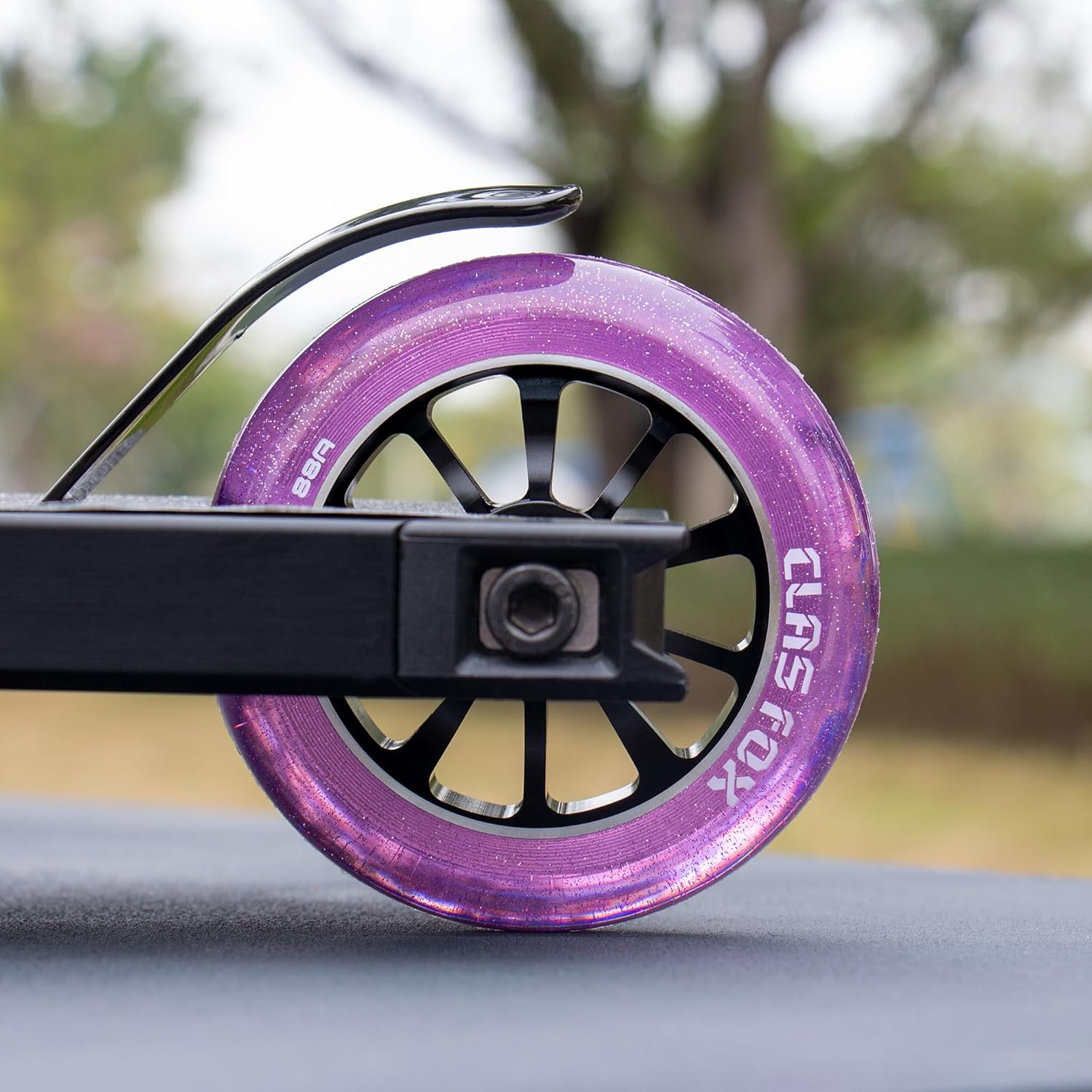 Pro Scooter Wheels 100mm One Pair Scooter Wheels Transparent Sparkle PU with ABEC-9 Bearings CNC Metal Core (2pcs)