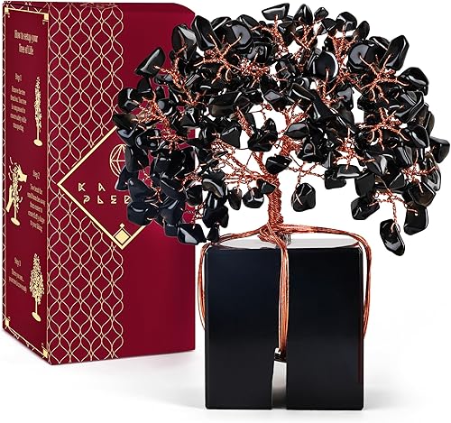 Miniatura 10 de Árbol de la vida de cristal curativo de 7 chakras, árboles bonsái hechos a mano para energía positiva, dinero y buena suerte, árbol para decoración