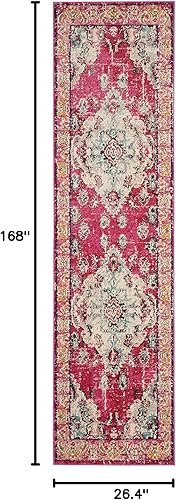 Miniatura 515 de Safavieh Tapete de área grande, colección Monaco, 11 pies x 15 pies, azul marino y celeste, diseño desgastado de medallón, no desprende pelusa