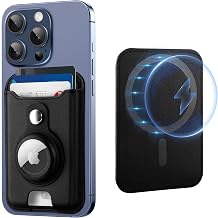 TopMade for Magsafe Wallet with AirTag Holder, Magnetic Card Holder for iPhone 17, iPhone 16/15/14/13/12 Series, Leather Magnetic Phone Wallet with Powerful Magnet, RFID Blocking, Fit 4 Cards, Black