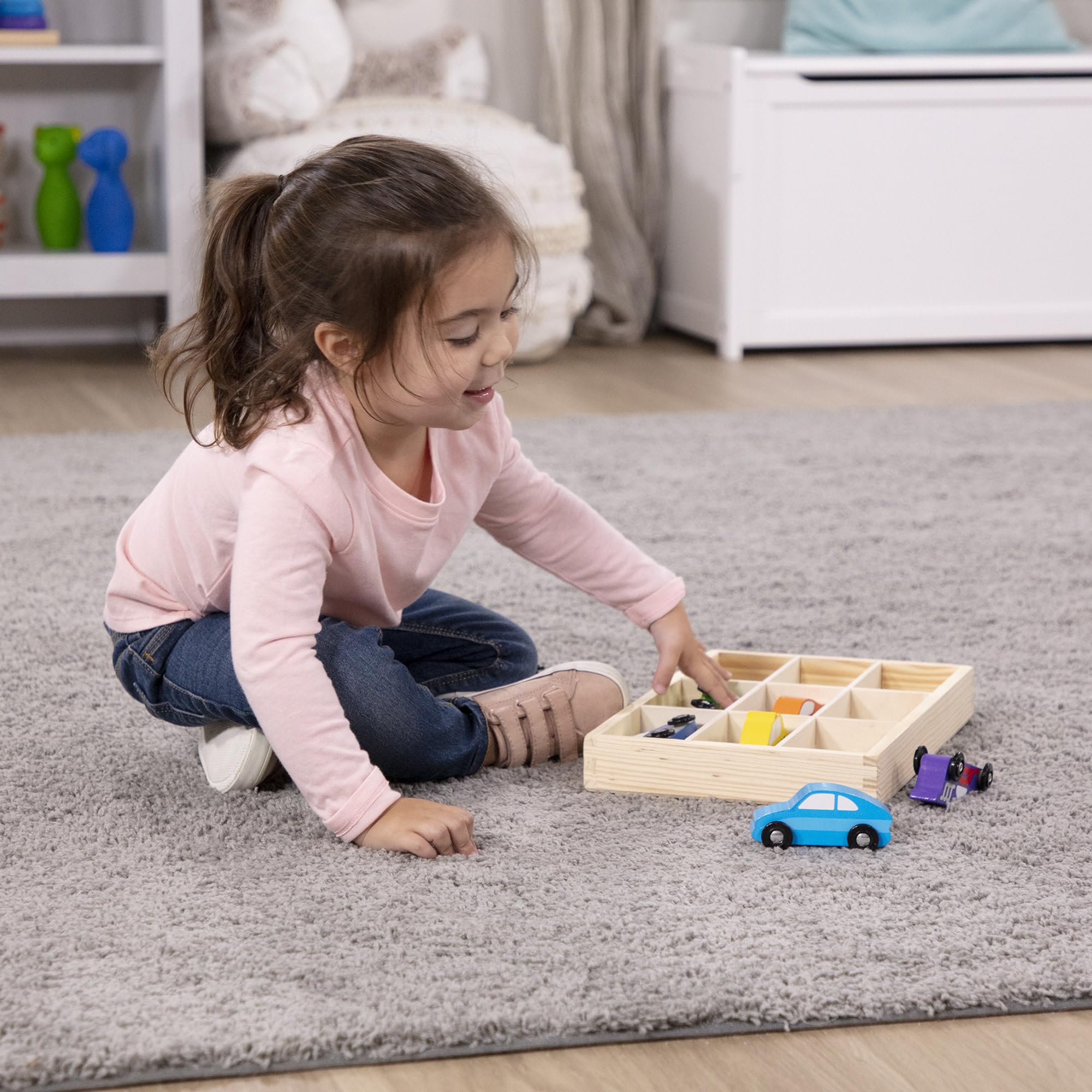Melissa & Doug Wooden Car Set, Wooden Toy & Trains, Trucks & Vehicles, 3+, Gift for Boy or Girl