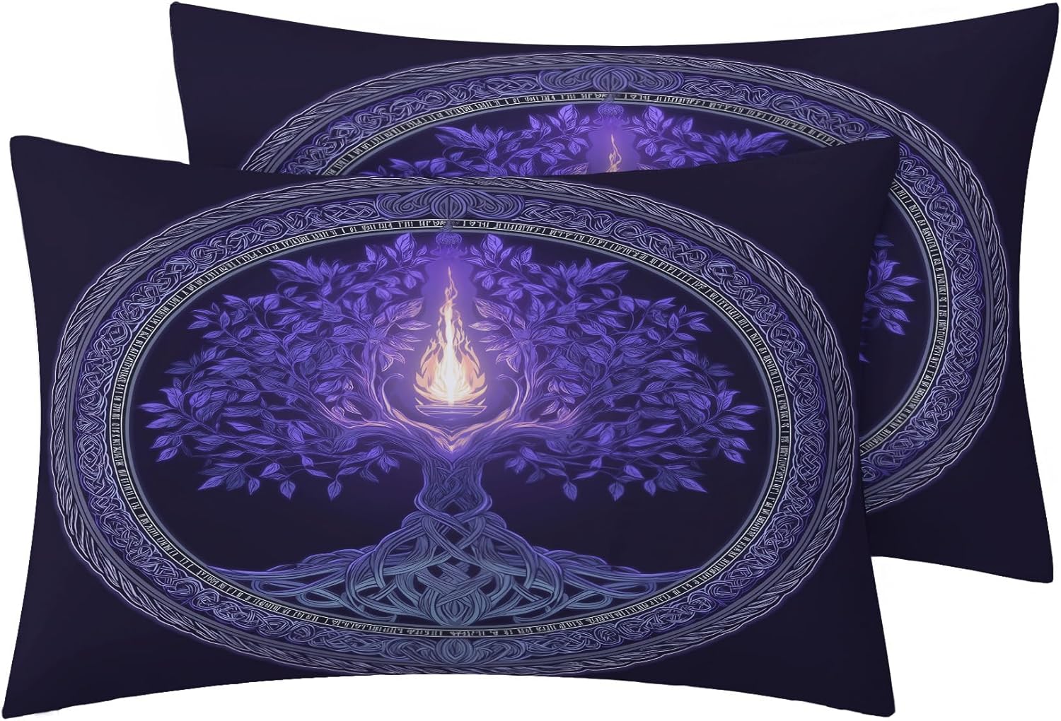 Tree of Life Sheets Queen Size, Celtic Knot Bed Sheets & Bedroom Decor, Viking Bedding Set 4 Piece - 16 Inch Deep Pocket Fitted Sheet,1 Flat Sheet, 2 Pillowcases, Microfiber