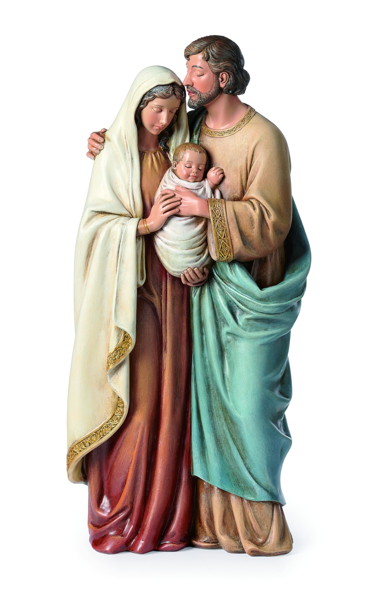 Sculpture Ancienne Coloniale Espagnole – Joseph & Mary – 24 Pouces De Large – Pièce Religieuse Originale
