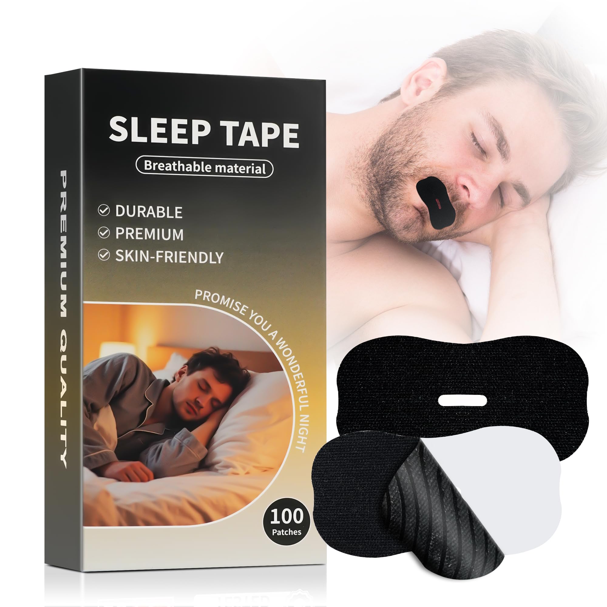 Cinta Bucal para Dormir 100 Piezas, Anti Ronquidos Tiras Bucales Antirronquidos, Mouth Tape for Sleeping, Desarrolla el Hábito de la Respiración Nasal
