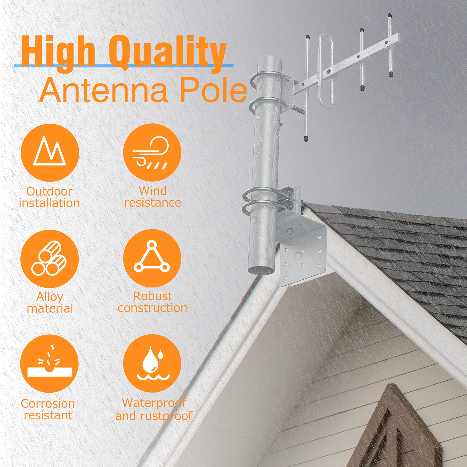 Buy Antenna Pole Mount for Outdoor, Upgraded 14 Inch Antenna Mast Pole