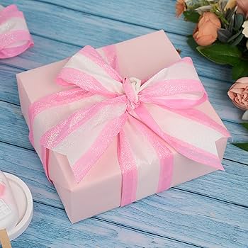 Amazon.com: DINDOSAL Pink and White Glitter Wired Ribbon 2.5