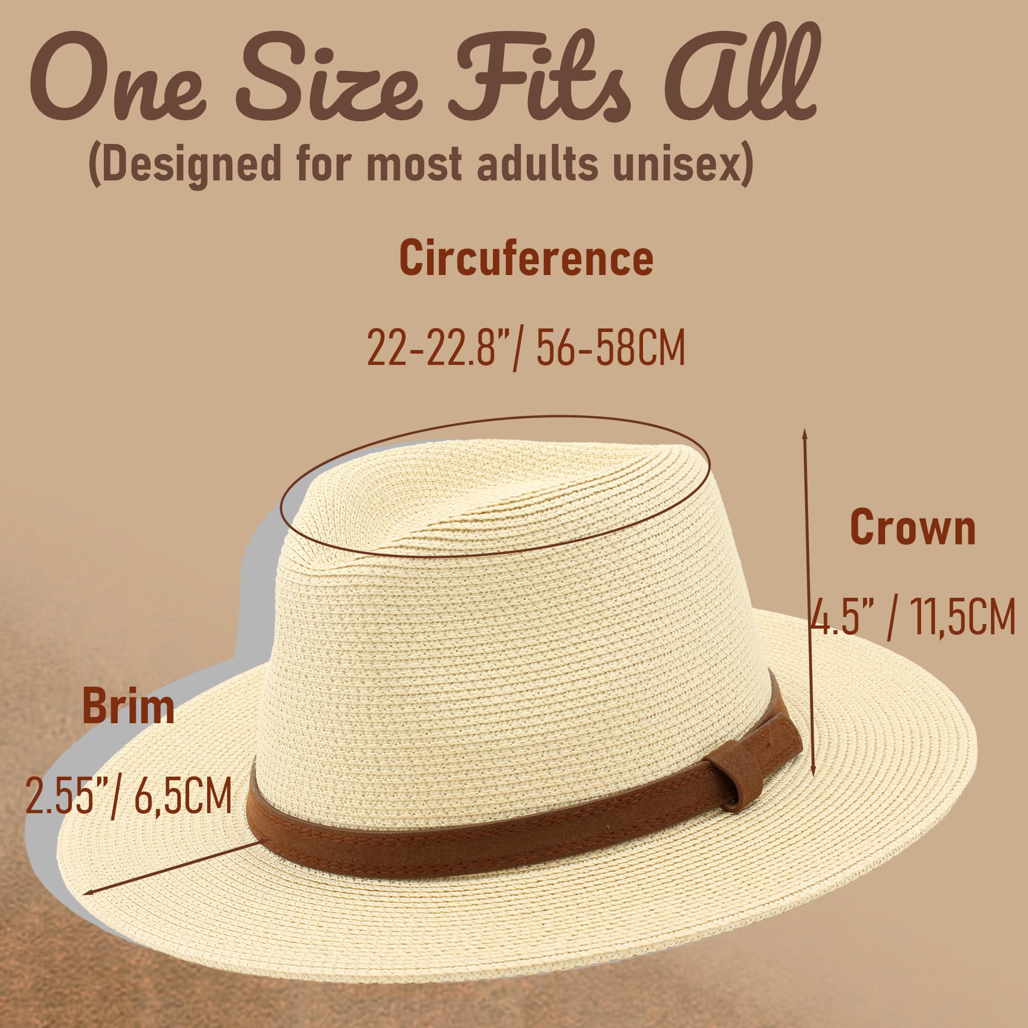 Sombrero Panamá de Verano, Sombrero de Paja Panamá para Mujer y Hombre Unisex, Sombrero de ala Ancha UPF 50 Plegable y Trenzado Intensivo