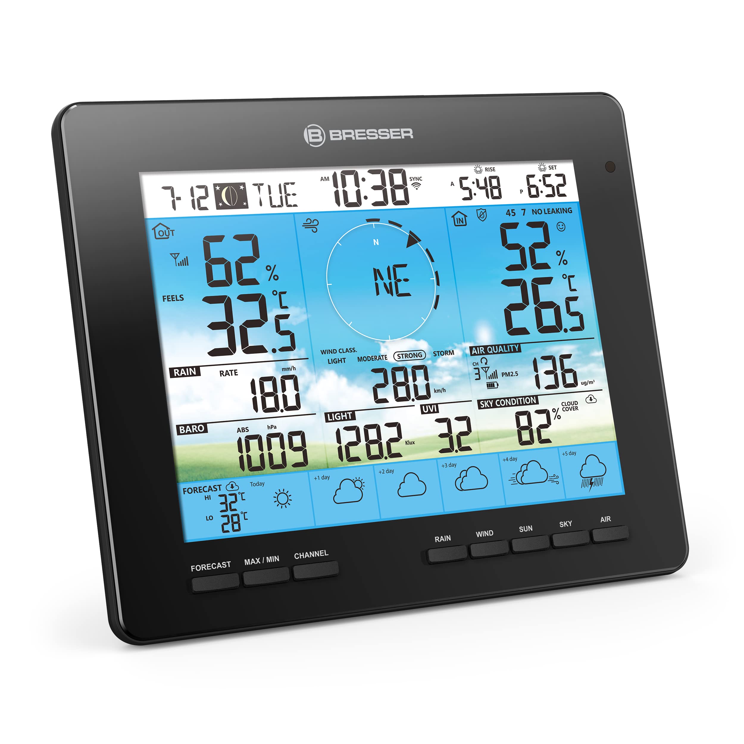 Bresser Centro meteorológico 7 en 1 solar de 6 días 4CAST PRO Wi-Fi