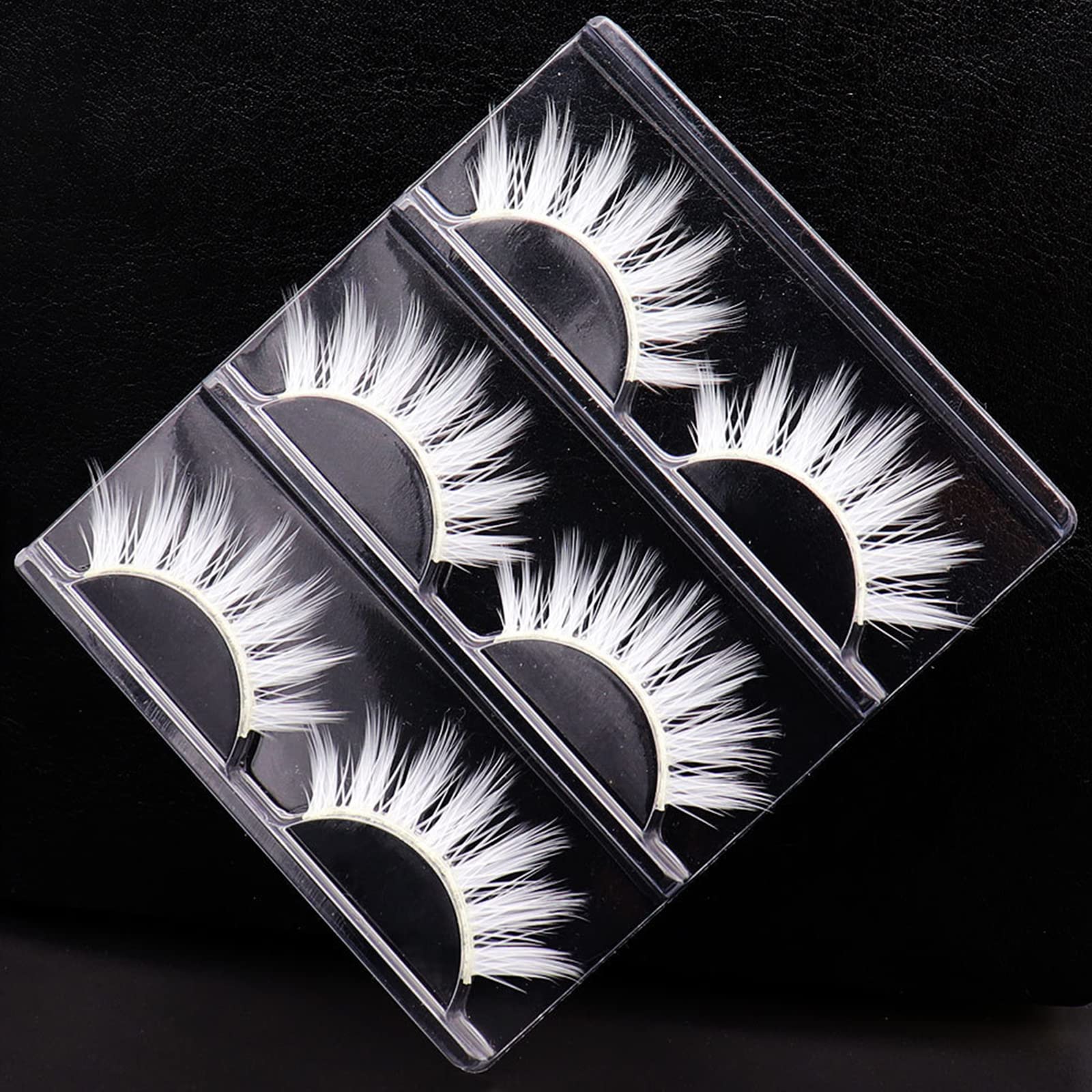 3Pairs White False Eyelashes Natural Look Eye Lashes Wispy Faux Mink Lashes,Reusable Strip Lashes 3D Fluffy White Fake Eyelash for Halloween Cosplay Masquerade Party - Image 3