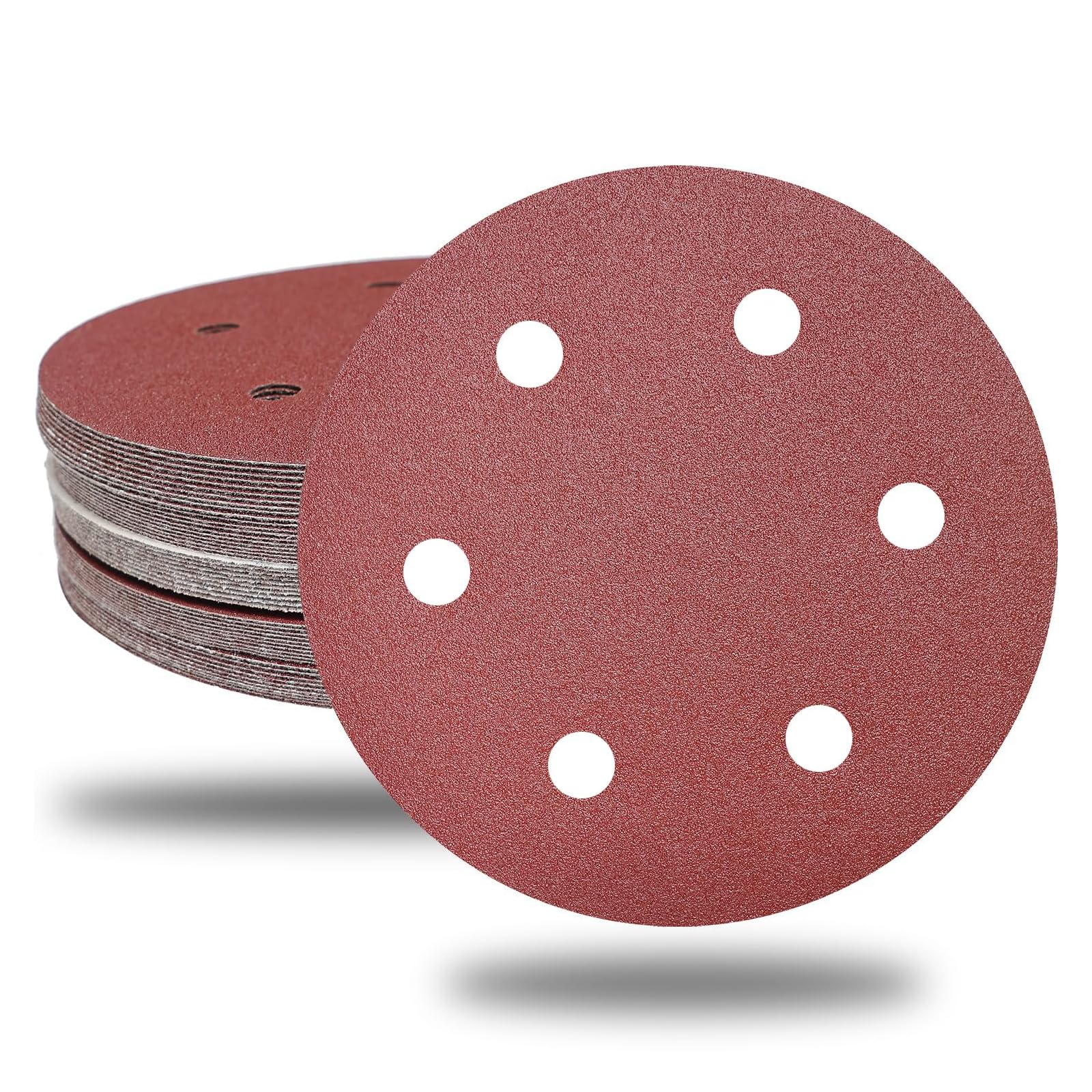 CUBEWAY 215MM Sanding Discs 30 Packs, 6 Holes, Hook and Loop, Multi-Grit Assortment (P80 P100 P120 P150 P180 P240), for Drywall Sander, Long Neck & Giraffe Sanders, Aluminium Oxide Abrasive Pads