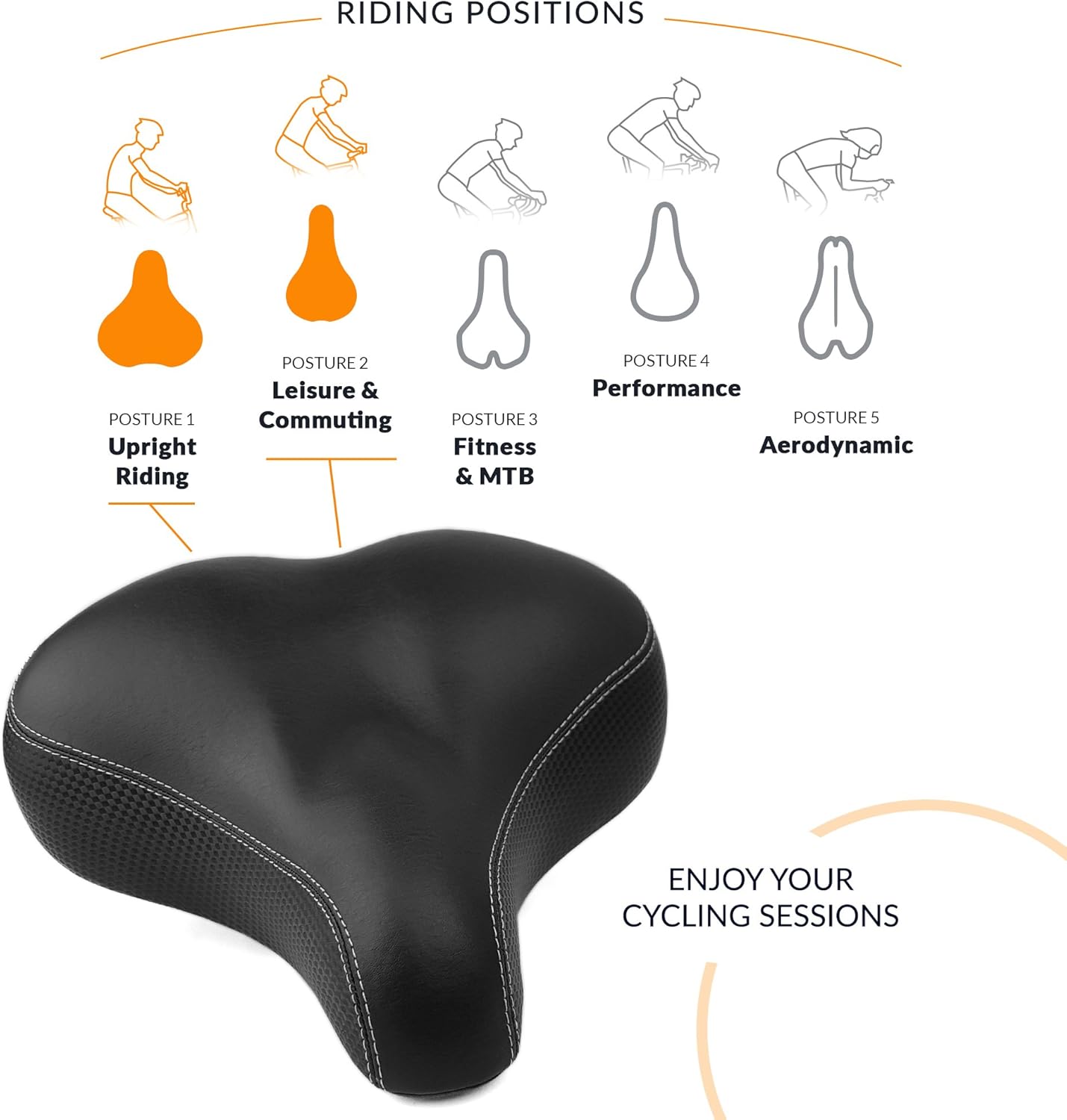 Wide and Padded Bicycle Seat for Seniors Universal Georgia Ubuy