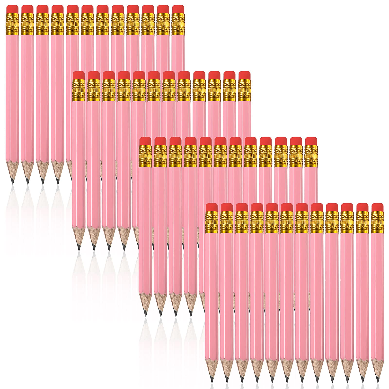 Zonon 48 Pieces Golf Pencils Mini Half Pencils with Eraser Short with Erasers Bulk Small for Kids HB Wedding Bridal School Office Writing Drawing