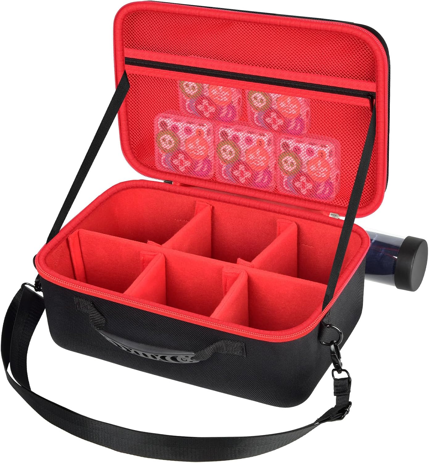 casmilee Trading Card Storage Deck Box for MTG/for TCG/for Magic The Gathering/for Yugioh Sports Cards, Commander Deck Boxes Organizer with 7 Dividers Holds Playmat & Dice (Red)