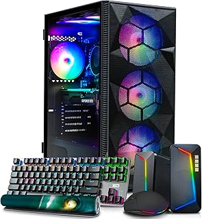 X3 Gaming Computer PC Desktop - Intel Core i3-12100F (Beat i7-8700), NVIDIA GTX 1660 Super 6GB, 16GB DDR4 3200, 500GB SSD, VR Ready, WiFi 6E, RGB Keyboard & Mouse & Speakers, Win 11 Pro