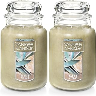 Sage & Citrus Scented, 22oz Single Wick Candle, Over 110 Hours of Burn Time, Ideal for Home Decor and Gifts, Classic Large Jar, Ivory (Pack of 2)