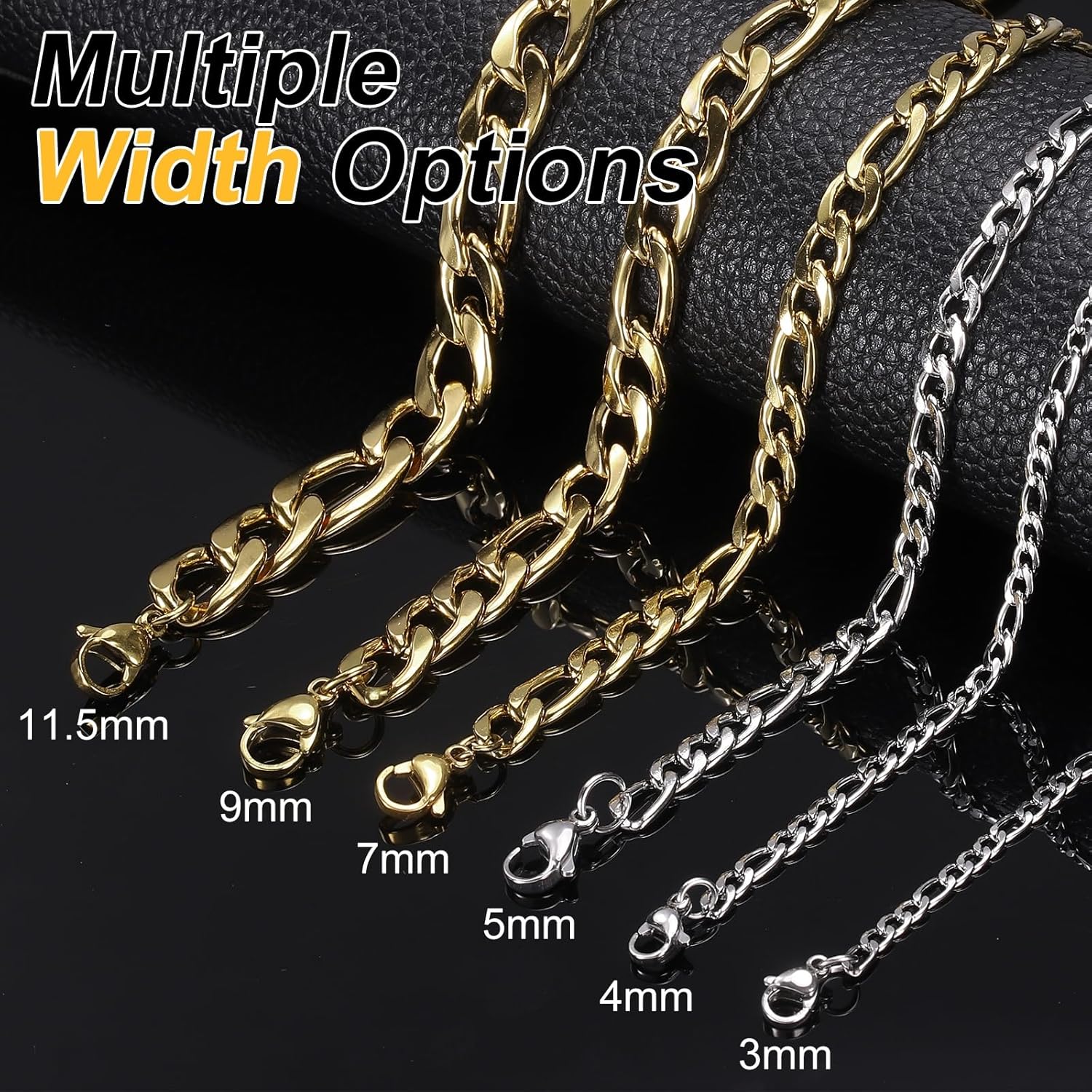 HARFINGTON Mens Chains Necklaces Length Stainless Steel Link Chain Necklace Accessories for Men Women Jewelry Gifts - Image 3