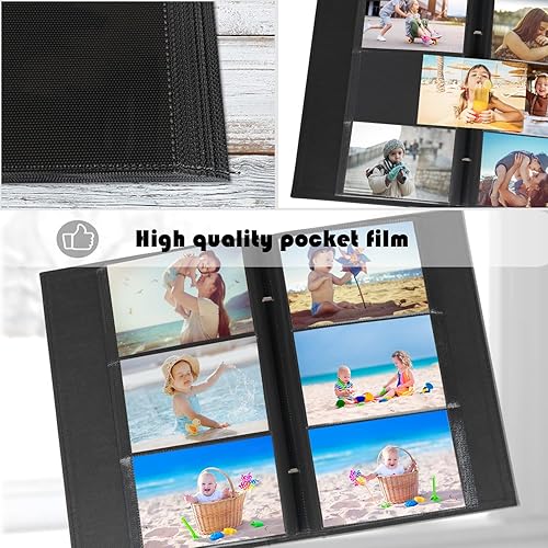 Miniatura 5 de Artmag Álbum de fotos de 4 x 6 pulgadas, 300 fotos, cubierta de cuero de gran capacidad, para bodas, álbumes de fotos familiares con capacidad para