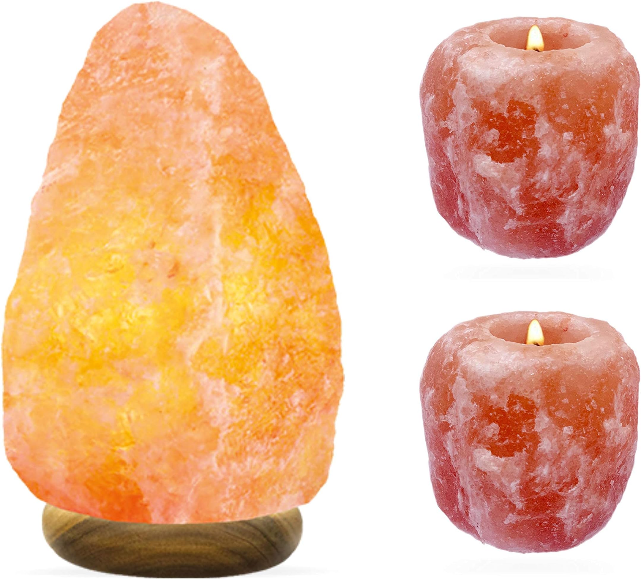 Salt Lamp With 2 Candle Holders Natural White Himalayan Crystal Rock with British Standard CE Certified Electric Plug Premium and Fine Quality 100% Authentic (2-3 KG With 2 Candle Holder)