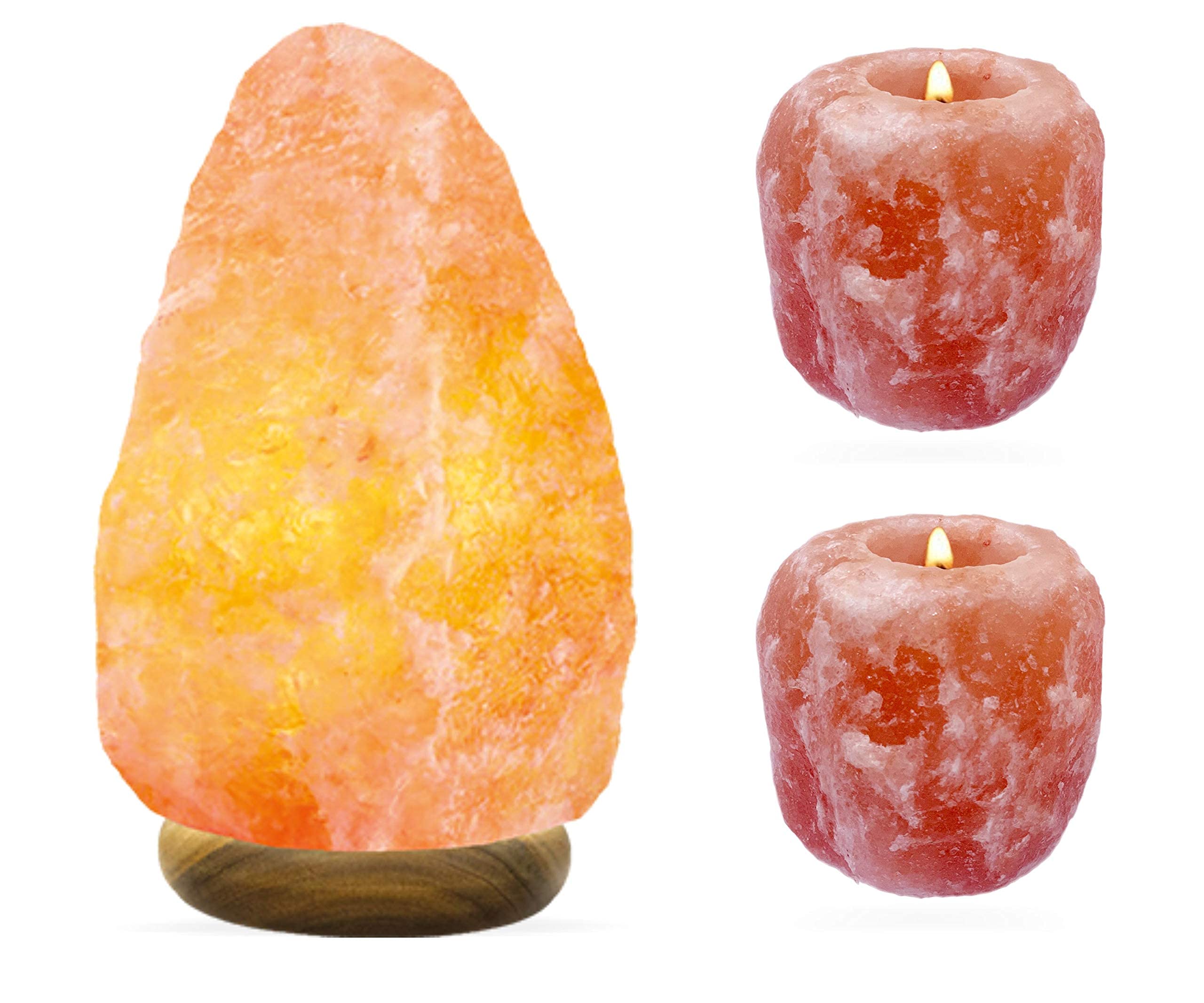 Salt Lamp With 2 Candle Holders Natural White Himalayan Crystal Rock with British Standard CE Certified Electric Plug Premium and Fine Quality 100% Authentic (2-3 KG With 2 Candle Holder)