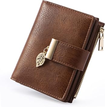 yiijay Small Wallet Women RFID Blocking Leather Bifold Wallet Credit Card Holder for Women Ladies Compact Wallet Mini Purse With Zipper Pocket