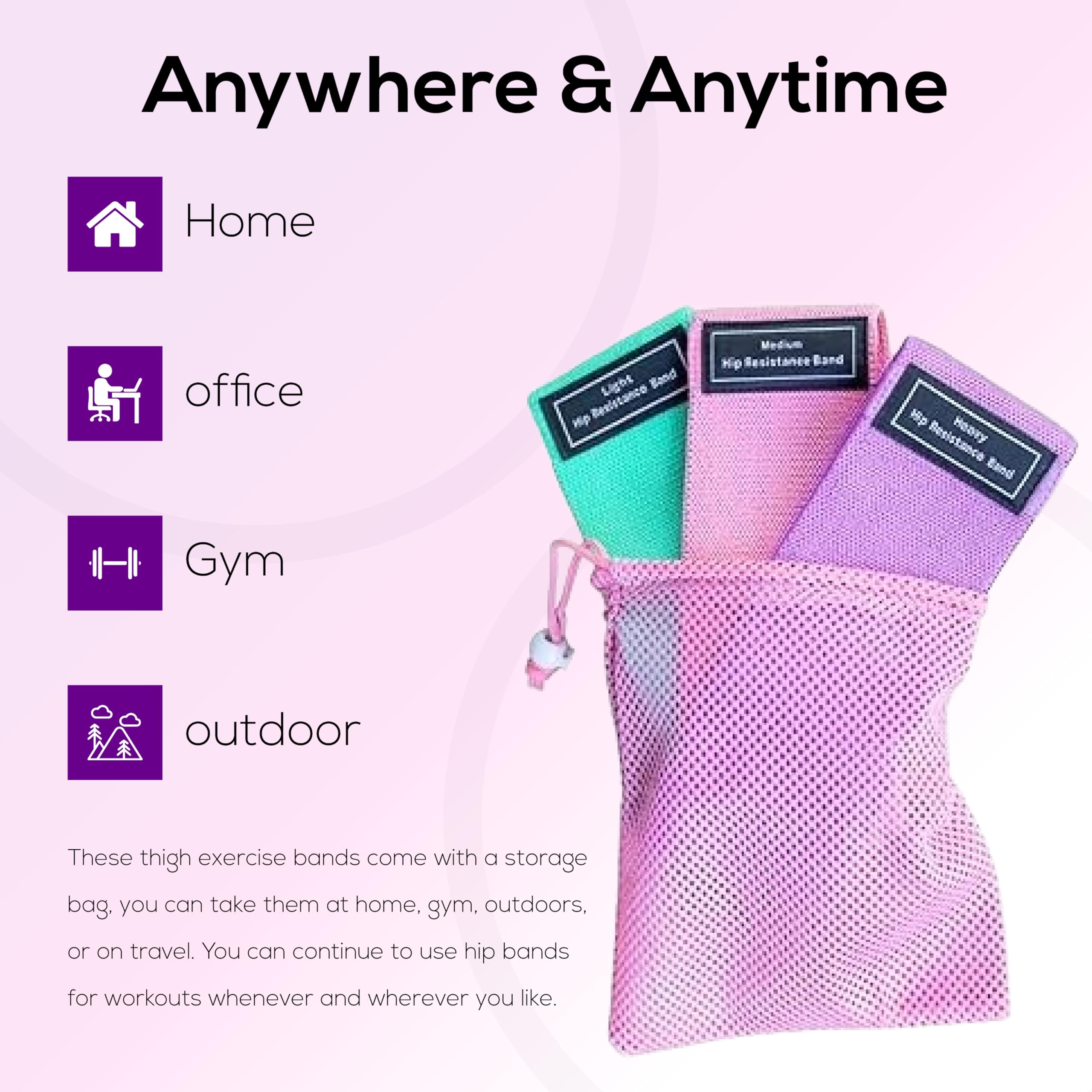 Perfect Stix Booty Bands Widerstandsbänder-Set aus Stoff mit 3 Stufen, rutschfeste Stretchbänder, Übungsbänder für Beine und Po, inklusive rosa Netz-Reisetasche