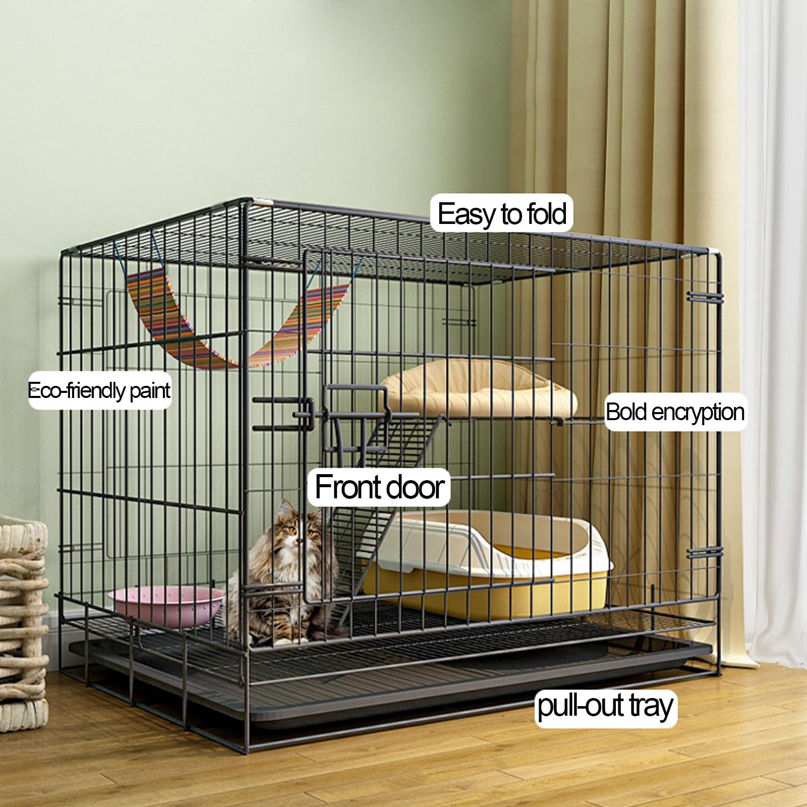 Recinti per Gatti da Esterno, Recinto per Interni con Vassoio, Recinto per Gatti con Gabbia per Gatti, Viaggio Pieghevole per 1-2 Gatti, Furetto, Cincillà, Coniglio, Piccoli Animali (Colore