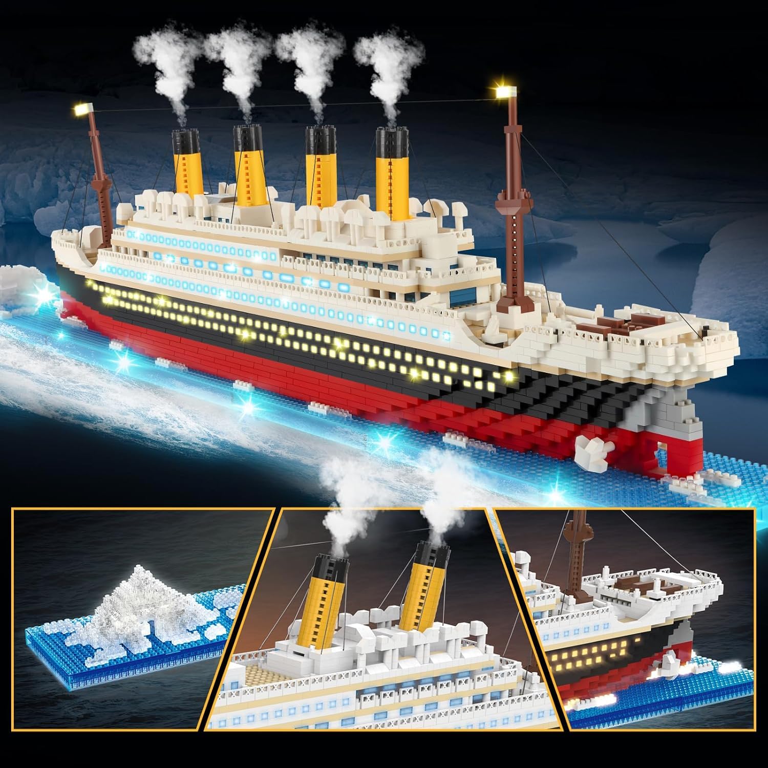 JONRRYIN Kit de construcción con iluminación LED, kit de modelismo Titanic, kit de maqueta de barco, regalo para niños de 6 a 12 años y adultos (para niños y niñas)
