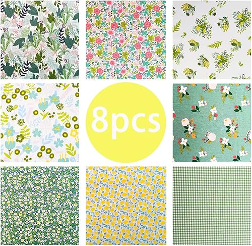 Miniatura 7 de Fat Quarters - Paquete de 8 piezas de 100% algodón de 20 x 20 pulgadas (19.7 x 19.7 in), precortadas, para bricolaje, patchwork, costura, acolchado,