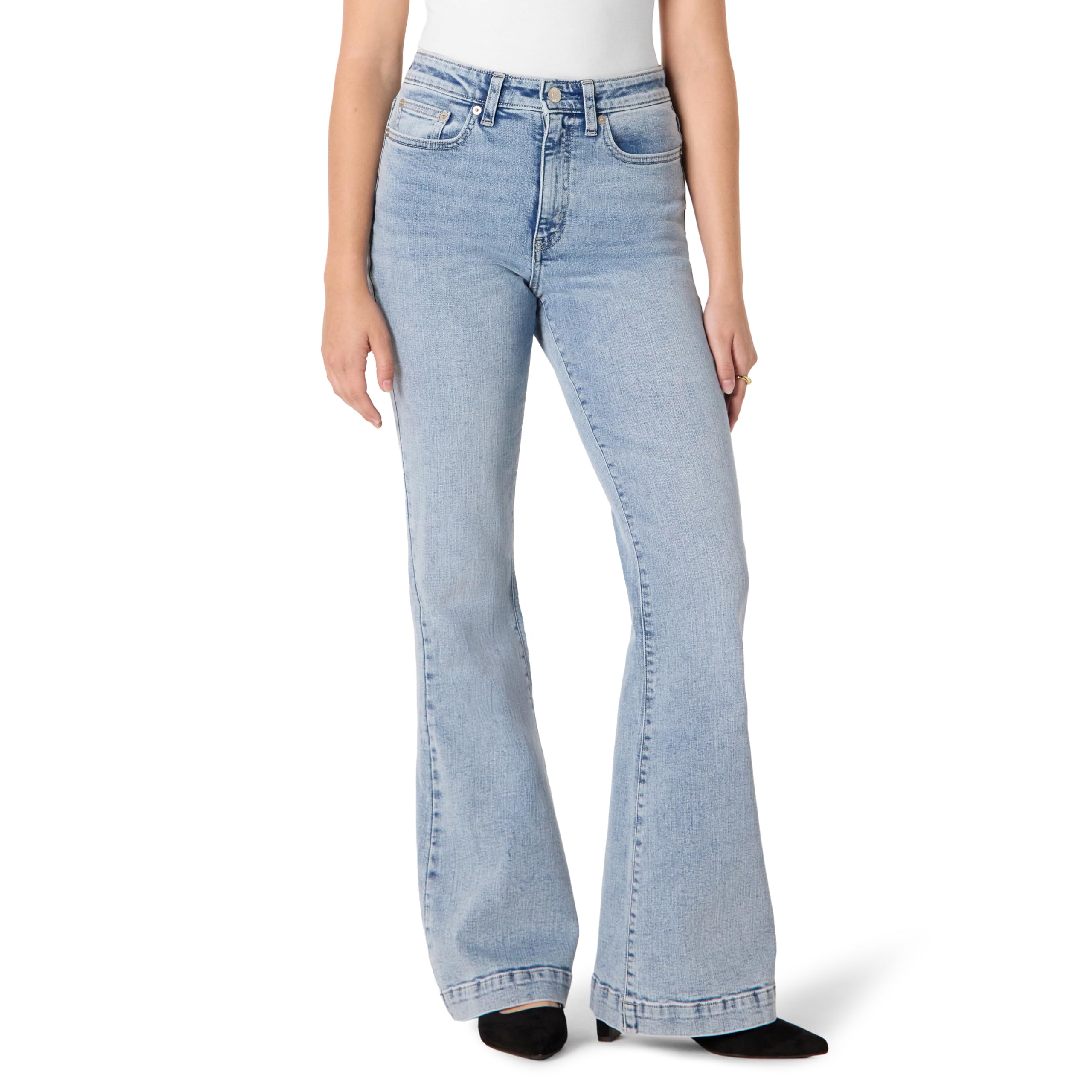 Amazon Essentials Damen Schmeichelnde Schlagjeans mit Hohem Stretchanteil und Hohem Bund, 81,3cm Beininnenlänge