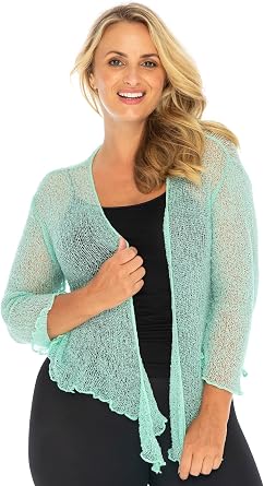Back From Bali Womens Plus Size Sheer Shrug Mesh Knit Cardigan Sweater