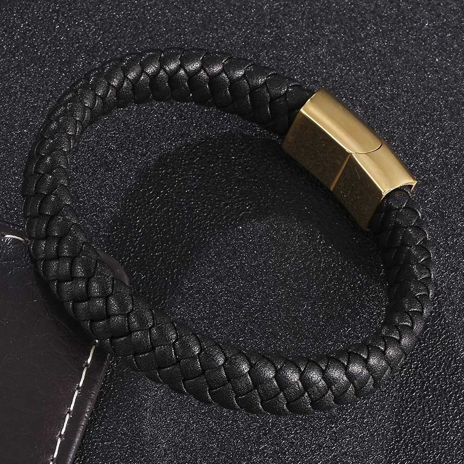 Personalisierte Geschenke Herrenarmband -Gravur, Armreifenswebbänder Herrenarmband Edelstahl mit magnetischer Verschluss, Länge 18,5 cm, Faux, ohne Zirkonia