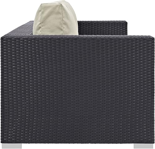 Miniatura 3 de Modway Sofá de mimbre para patio al aire libre Convene en color beige espresso