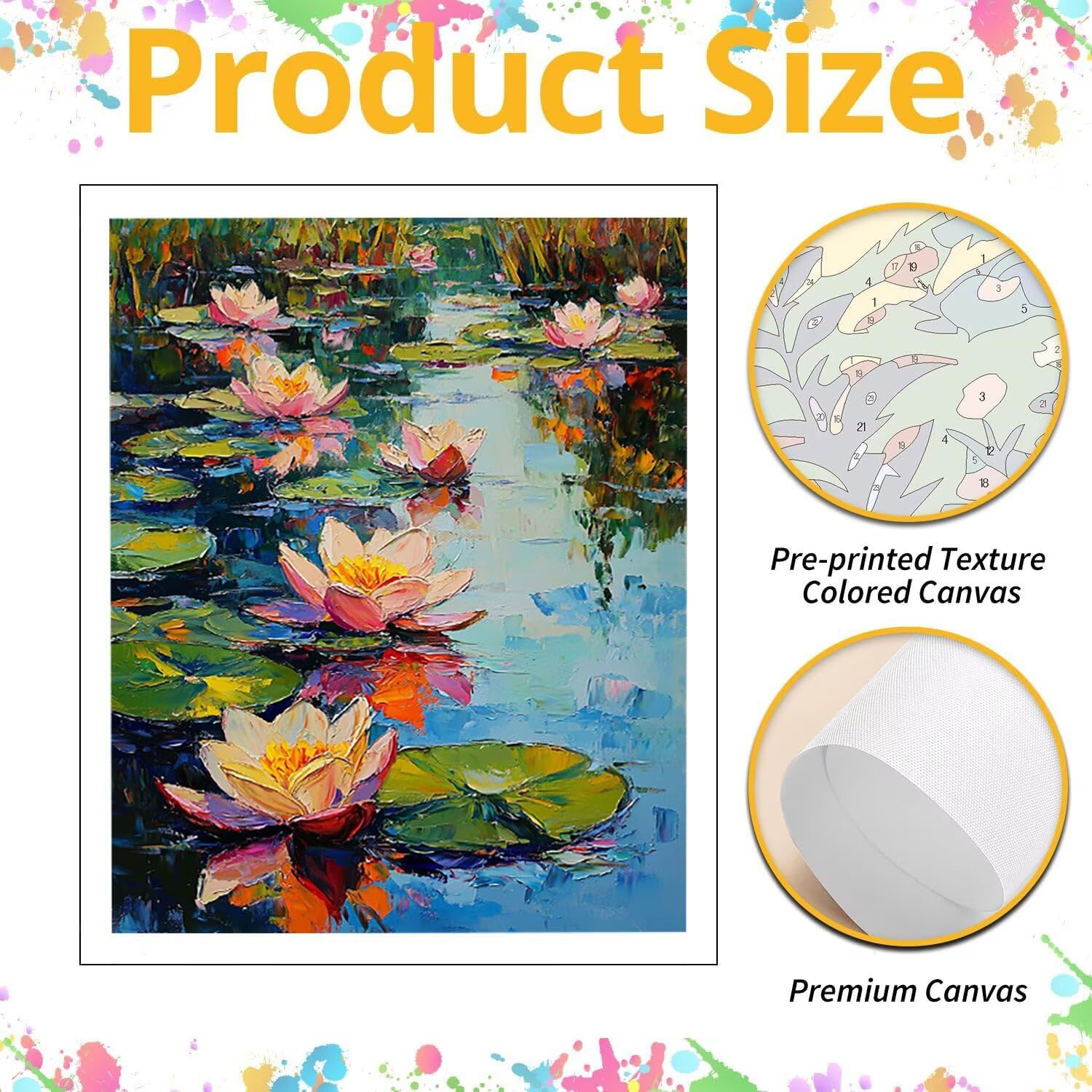 WEISHIWE Nénuphar Peinture Numero Adulte Kits, 80x100cm m-920