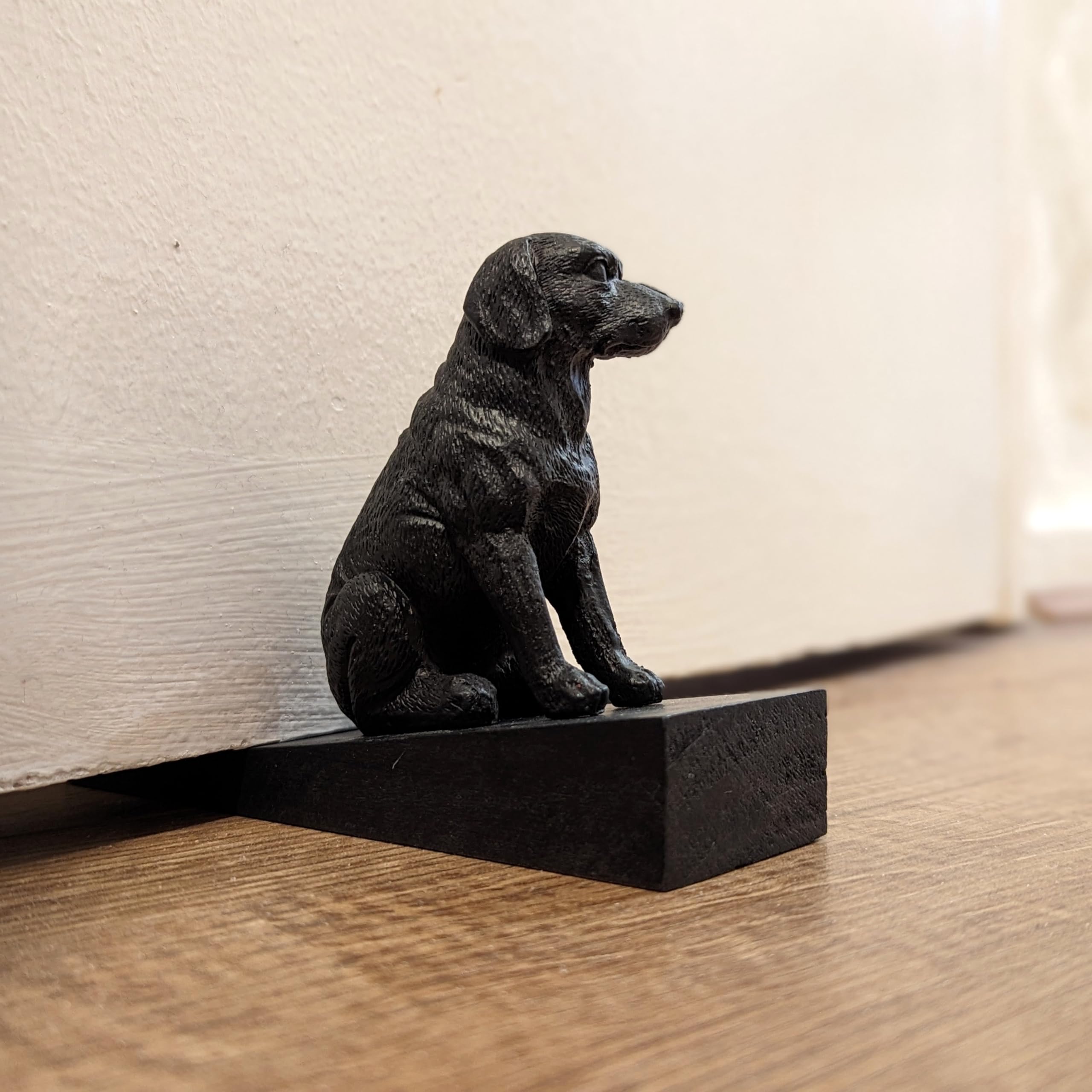 Labrador Resin Dog Door Wedge Wooden Base Decorative Dog Figurine Wedge Shabby Chic Animal Door Stopper