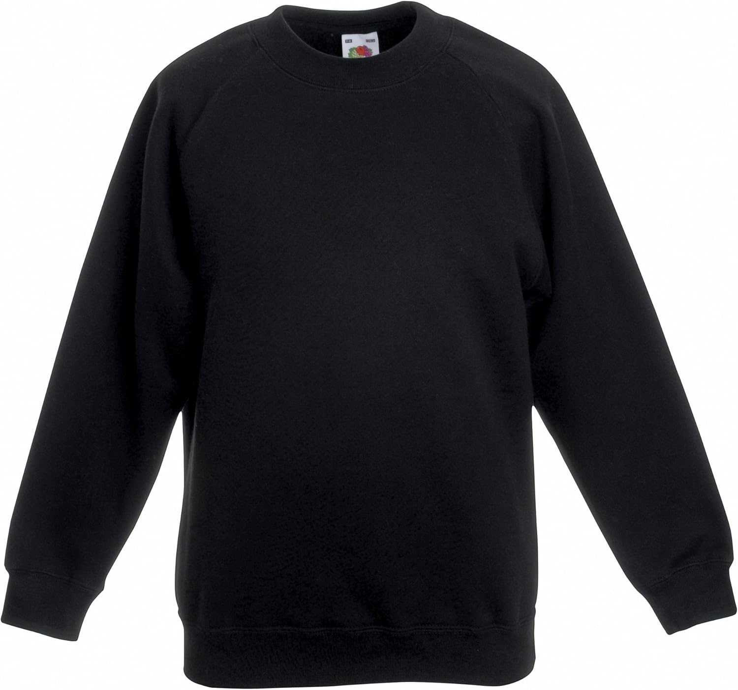 Fruit of the Loom Childrens Big Boys Raglan Sleeve Sweatshirt (Pack of 2) (7-8) (Black)