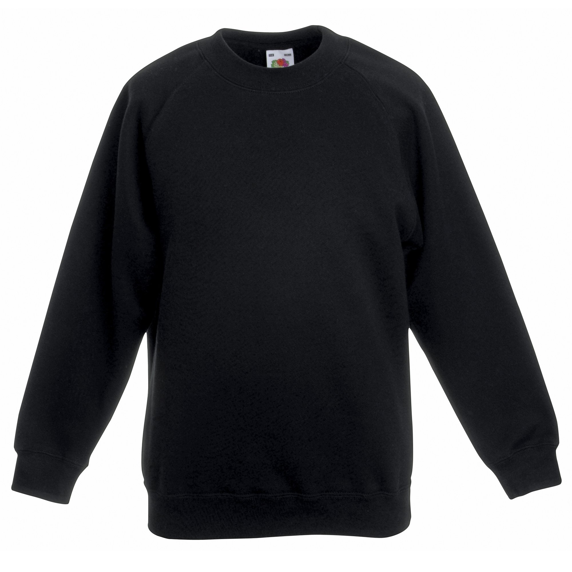 Fruit of the Loom Unisex Kids Raglan Classic Sweater, Black, 9-11 Years (Manufacturer Size:32)
