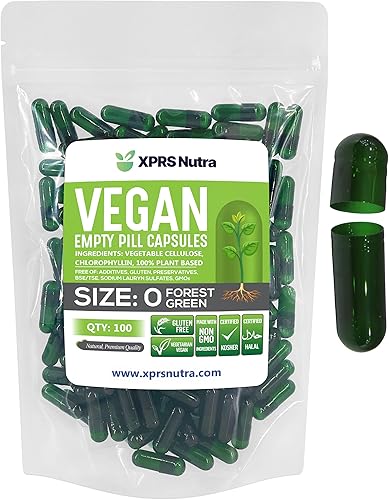 Miniatura 22 de XPRS Nutra Cápsulas vacías de tamaño 0, 100 cápsulas vacías veganas, cápsulas de píldoras vacías vegetarianas, relleno de cápsulas vegetarianas