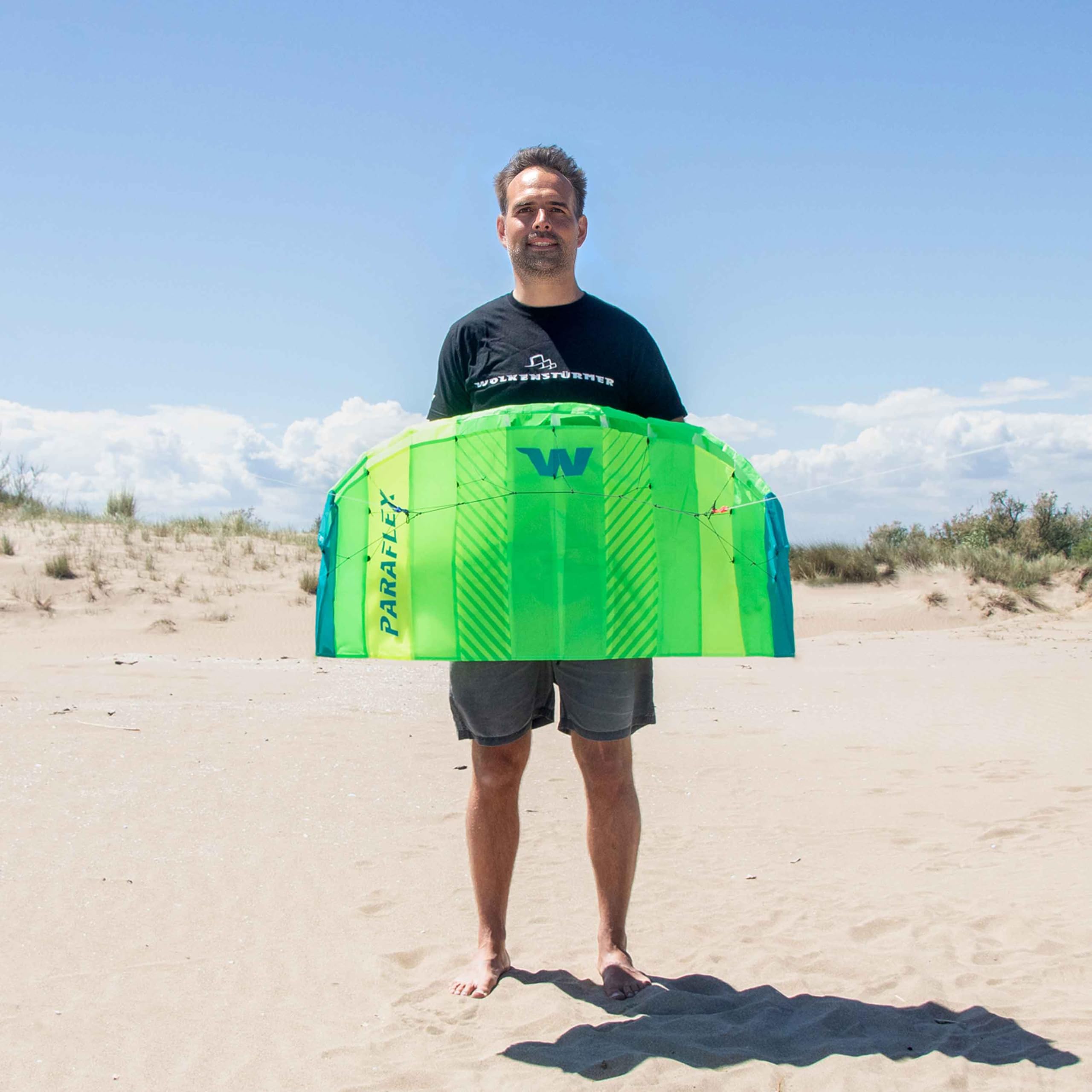 Wolkenstürmer Alfombrillas de dirección Paraflex Basic 1.2, Verde - Cometas Listas para Volar de 2 líneas para Principiantes y niños Cometas acrobáticas