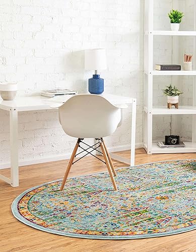 Miniatura 3 de Unique Loom Calypso Collection - Alfombra de área Kaiso (7 pies 10 pulgadas x 10 pies, ovalada, aguamarinaazul marino)