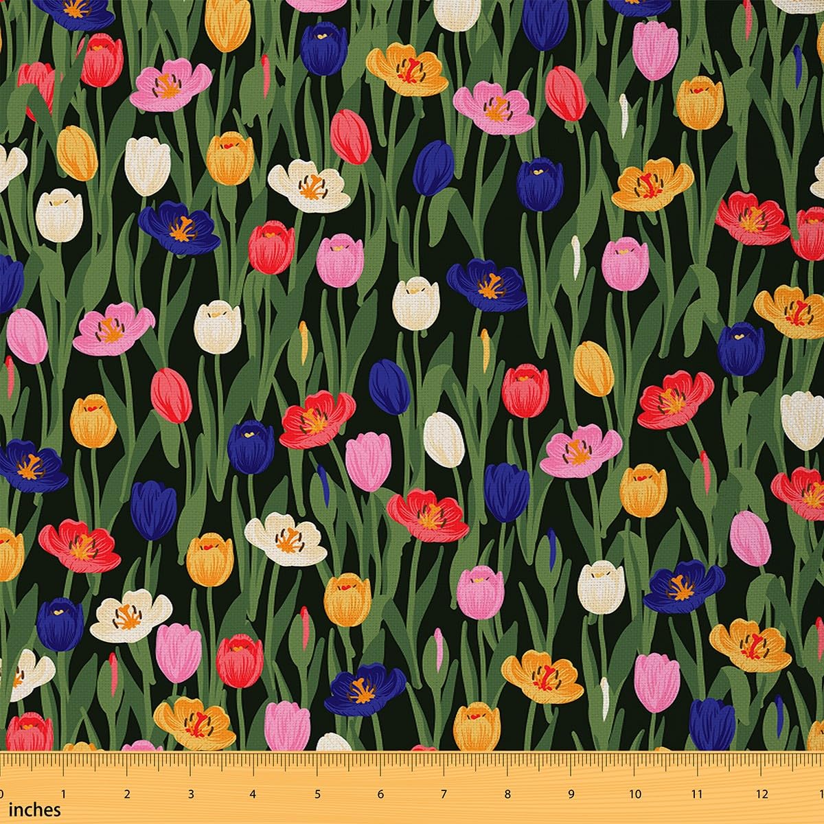 Tulip Fabric by The Yard for Women Men Adult Kids Floral Waterproof Outdoor Fabricy Flower Upholstery Fabric for Chairs Leaf Botanical Reupholstery Fabric Decor 1 Yard (L92*W150cm)