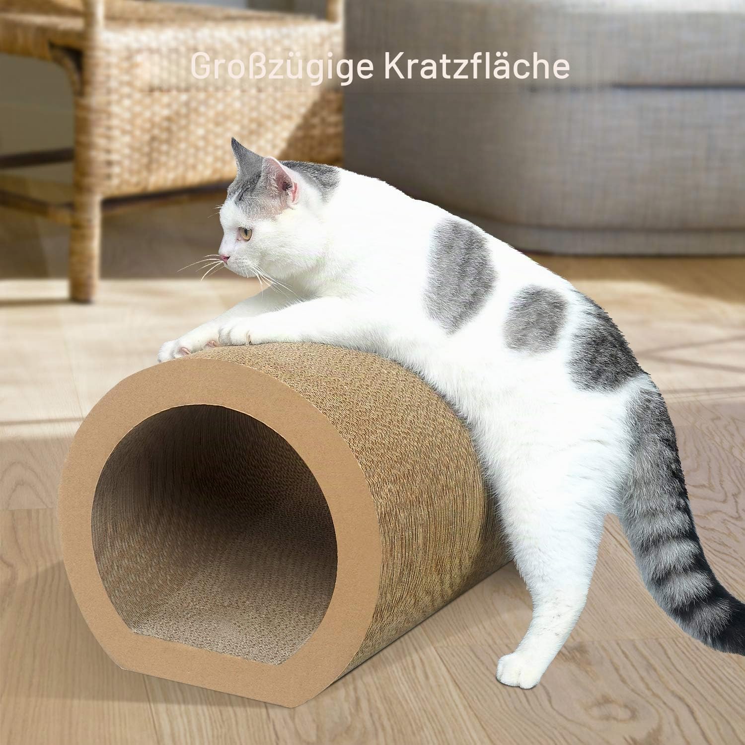 Aibuddy Katzenkratzer, Tunnel, Katzenkratzmatte, Bett-Lounge mit Katzenminze, robuster Karton & Konstruktion (50 x 33 x 30,5 cm)