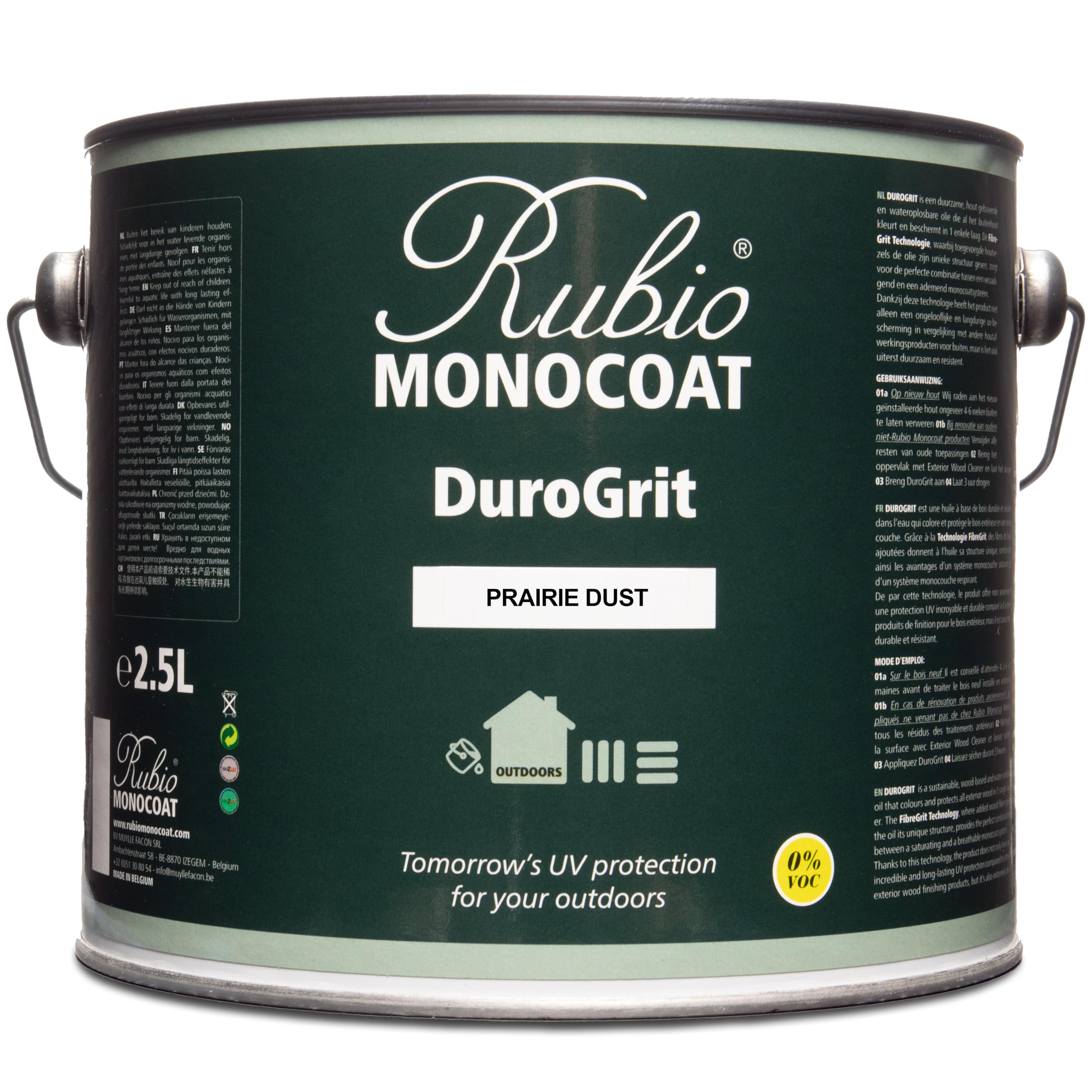 Rubio Monocoat DuroGrit Outdoor Wood Oil, Stain & Sealer - Prairie Dust | 1 Layer, UV Protection for Deck, Fence & Furniture | 2,5L