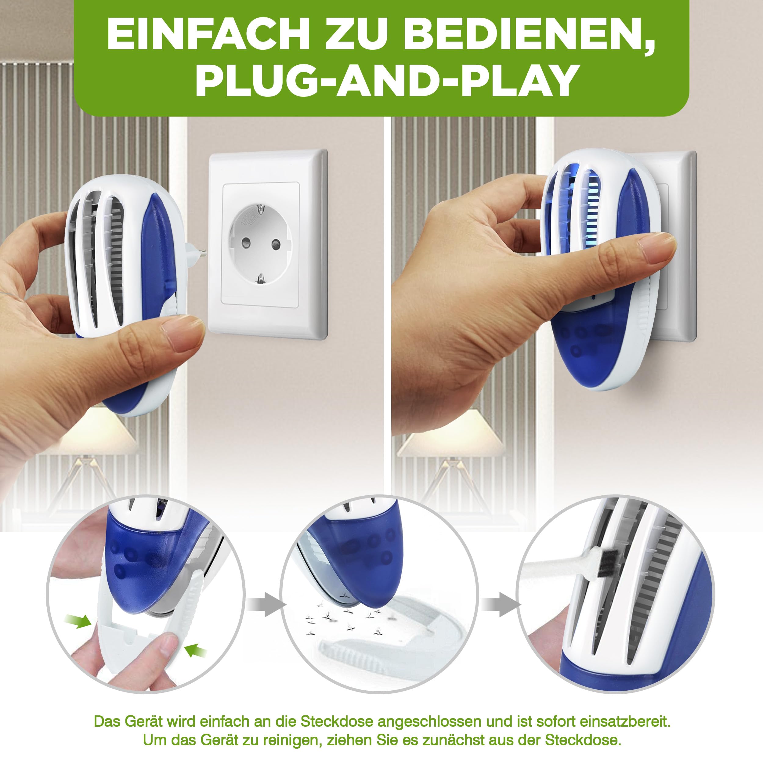 ISOTRONIC Elektrischer Insektenvernichter schützt vor Mücken, Motten & Fliegen – UV Mückenlampe mit 1.000V für Innen – Wirkungsbereich von 30m² (4 Stück)