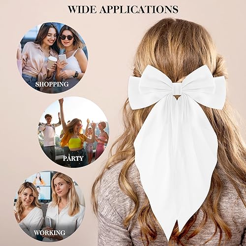 Miniatura 4 de TIESOME Lazo de gasa para el pelo para mujer, 2 piezas de pinzas de lazo para el pelo grandes, pinzas para el cabello francés, pasadores, lazos de